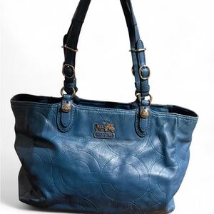 Coach Embossed Blue Tote